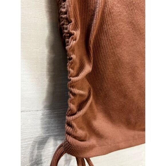 NWOT Zara Drawstring Ruched Side‎ Crop Top Brown Small - Picture 4 of 6